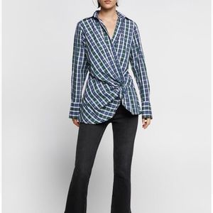 COPY - NWT Zara plaid knot shirt